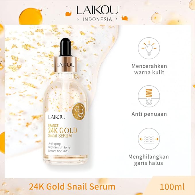 Snail Serum for Face,Hyaluronic Acid Serum with Vitamin B3 Oil Niacinamide Serum Facial 24k Gold Snail Collagen Reduces Fine Lines Brightening Nourishing Hydrating Face Serum Skincare Product