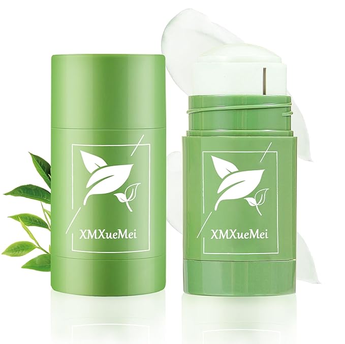 2 Pack Green Tea Purifying Clay Face Mask,Deep Cleansing Pore Green Tea Blackhead Remover Mud Mask Stick for Face & Nose,Oil Control Long Lasting Moisturizing Facial Mask for All Skin Types