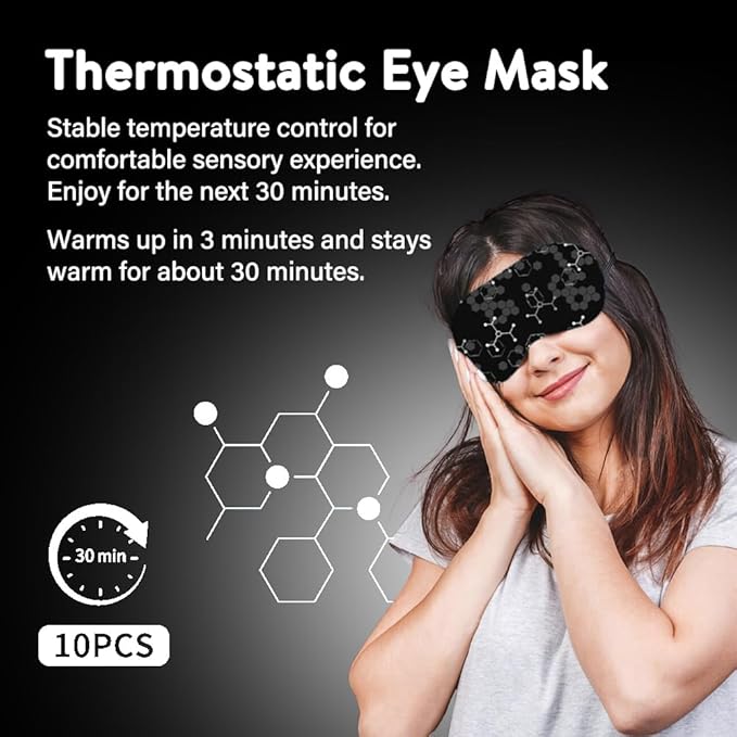 Minidiva Steam Eye Mask for Dry Eyes, 10Pcs Self Heating Spa Warm Eye Mask Relax Sleep Mask, Disposable Heated Eye Mask for Dark Circles Eye Fatigue, Relieve Stress Eye Fatigue (Graphene)