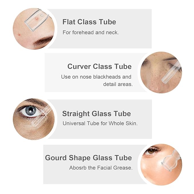 Elitzia Four Types Of Acne Blackhead Absorbing Glass Tube Types Multiple Use Electrotherapy Beauty Machine Accessories 10/set Of The Same Type ETD215SA (Gourd Shaped)