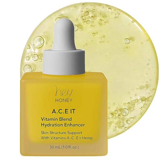 Hey Honey Skincare A.C.E. IT Blend Drops Vitamin A Vitamin C Vitamin E | Skin Treatment Dew Drops | Anti Aging Face Oil targets Wrinkles & Uneven Skin Texture, Visibly Brighten & Smooth | 1 Oz