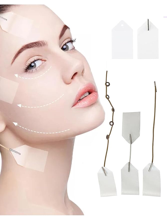 ACADA Face Lift Tape Neck Tape Lifting Invisible for Lifting Sagging Skin, Facial Tape for Wrinkles, Breathable, Strong Adhesive, 80pcs Face Tapes with 8Dark Bands