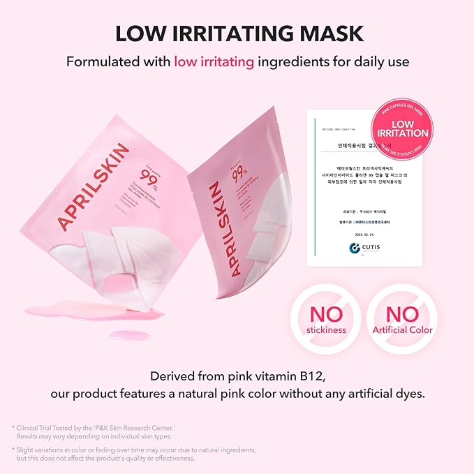 APRILSKIN TXA Pink Capsule Gel Mask | Overnight Face Mask for Glass Glow Skin I 99% High-Purity Tranexamic Acid 3 for uneven skin tone I Elasticity, Hydrating and Firming I Korean Skincare I 30g x 4ea