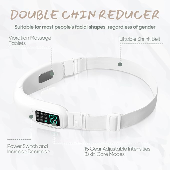 V-Face Electric Double Chin Device with 8 Modes & 15 Gear Adjustable Intensities - Intelligent V-Face Machine for Contouring Double Chin - H092
