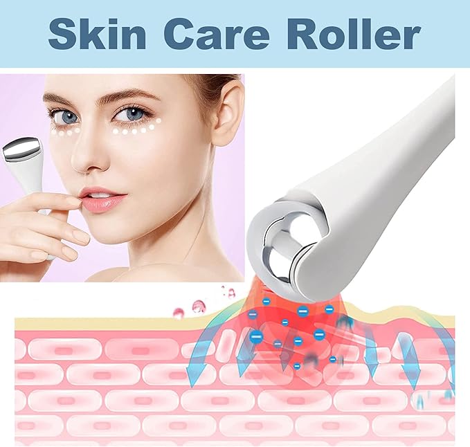 Ice Roller for Body & Face, 2in1 Facial & Eye Massager Roller - Tighten Pores, Migraine & Pain Relief, Eye Puffiness Relief