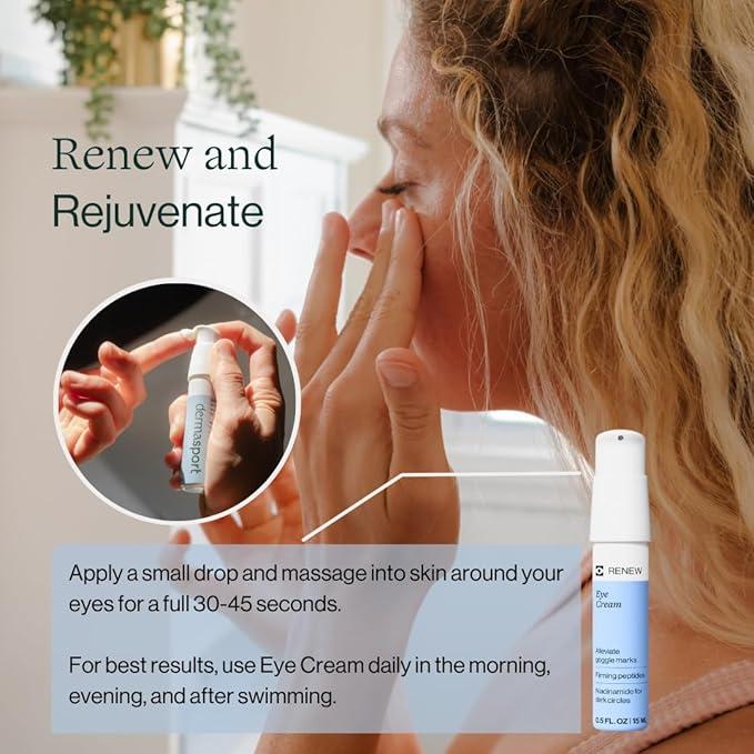 Dermasport Eye Cream for Swimmers Moisturizer for Men & Women Fights Anti-Aging Wrinkles Dark Circles Under Eye Treatment Puffiness & Under Eye Bags Travel Size Eye Cream