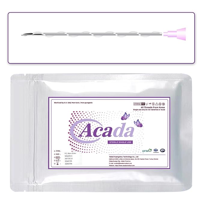 ACADA Pcl Threads for Face, Pcl Screw Threads 30G25mm, Anti-Aging, Pcl Threads Sharp, Long-Lasting Skin Rejuvenation and Firming, 20Pcs