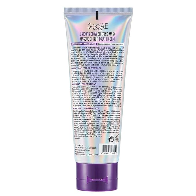 Soo'AE Unicorn Glow Sleeping Mask, Overnight Masks, Niacinamide Brightening & Rejuvenating, 1 EA, Ceramide NP Moisturizing Soothing Face Mask for Dry Skin Korean Beauty masks night cream sleep mask