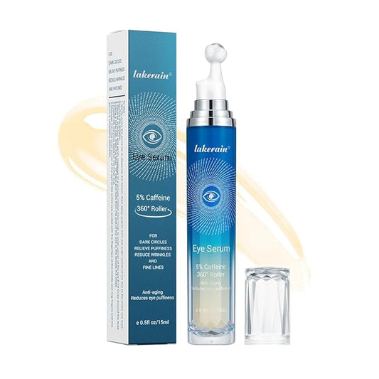5% Caffeine Eye Serum, Anti-Aging Hydrating Eye Serum with 360° Massage Ball,Caffeine Eye Roller Reduce Wrinkles and Fine Lines,Under Eye Roller Cream for Dark Circles and Puffiness