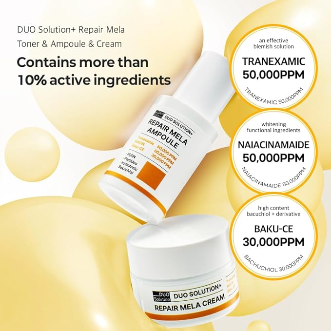 Repair Mela Ampoule - Tranexamic acid, Niacinamade, Bakuchiol, PDRN, Peptides, Hyaluronic