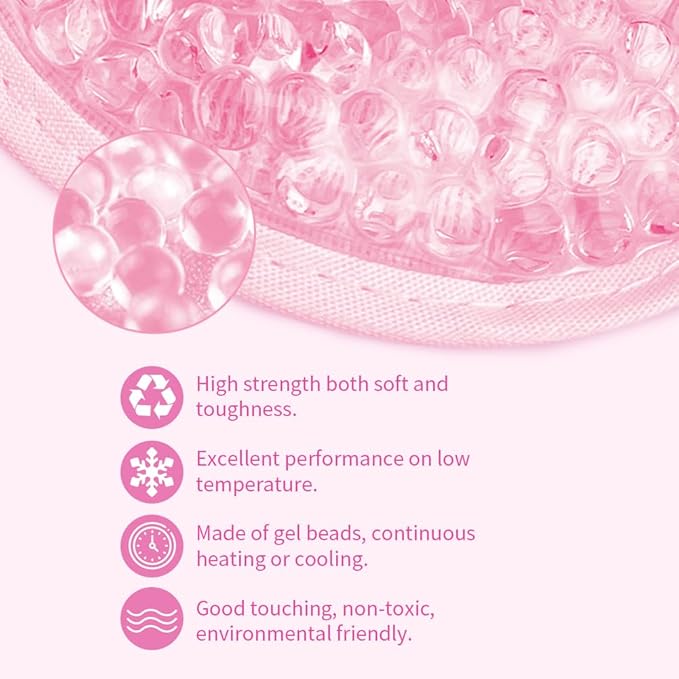 Cooling Eye Mask, Gel Eye Mask Hot Cold Use, Cold Eye Mask for Puffy Eyes, Dry Eyes, Headaches, Migraines, Sinus, Dark Circles (2 pink)