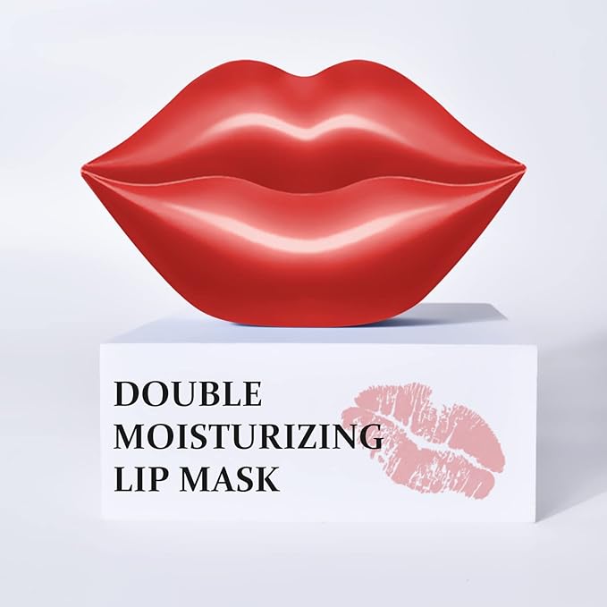 20Pcs Lip Mask Sheet,Red Cherry Moisturizing Plumping Lip Patches, Gel Treatment Lip Masks for Dry Lips Plump Lip Collagen Overnight Sleeping Lip Pads Patches（Red）
