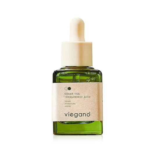 [ viegano ] Vegan Hydrating Serum for Dry & Sensitive Skin | Green Tea + Hyaluronic Acid | Hydrated Skin Appears Plumper & Firmer | 100% Vegan | 35 mL