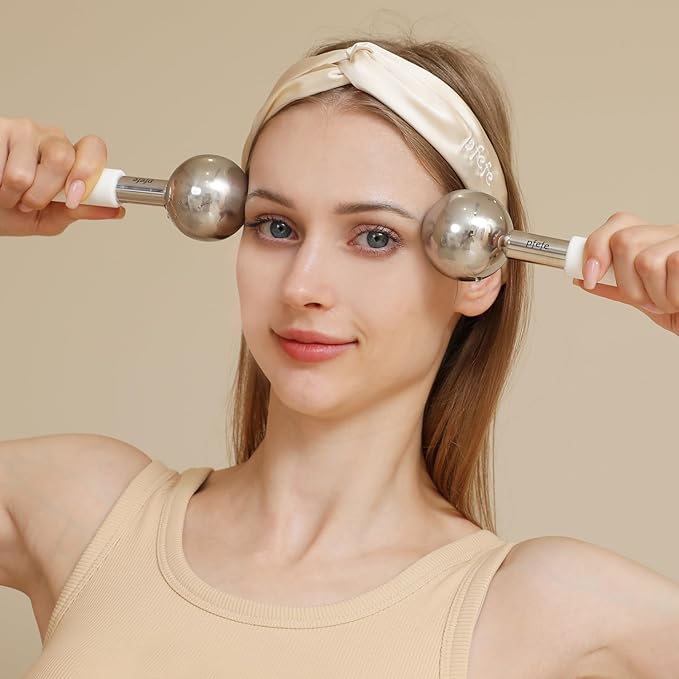 Ice Globes for Face & Eyes, Unbreakable Stainless Steel Cryo Sticks for Beauty Routines, Facials Cold Roller Cooling Globes for Puffiness, Wrinkles, Dark Circles, Headaches