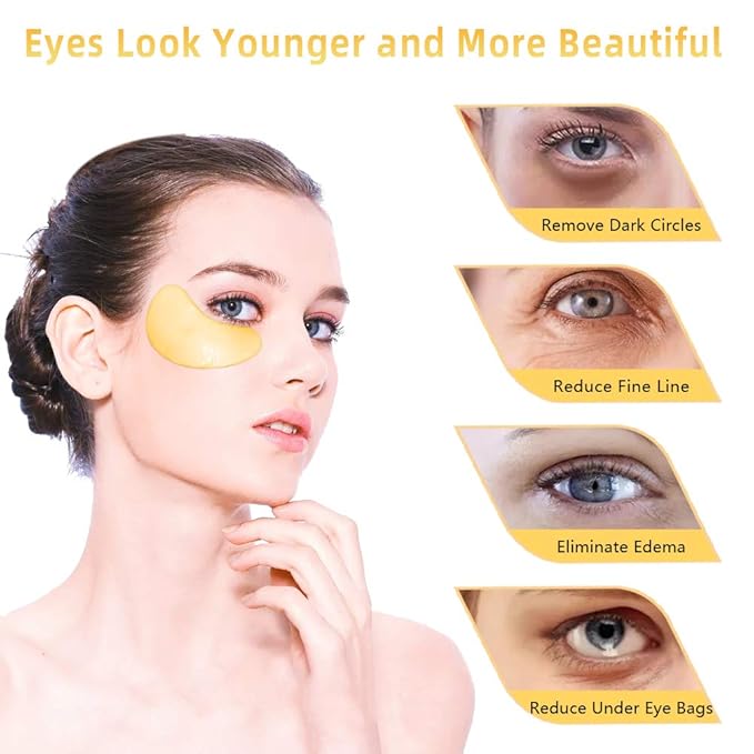 Under Eye Patches 30 Pairs- Dark Circles, Puffy Eyes Treatments–Reduce Wrinkles and Fine Lines, Hydrating and Anti-Wrinkle Effect Under-Eye Patches with Hyaluronic Acid and Collagen (24K Gold)
