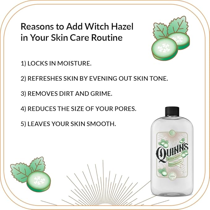 Quinn’s Alcohol Free Witch Hazel with Aloe Vera 16 Ounce (Cucumber & Mint)