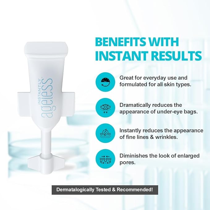 Instantly Ageless - Instant Face Lift in a Vial - Skin Care for Anti Aging face cream - Instant Under Eye Bags Remover - Facelift 10 Vials