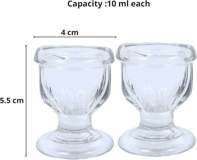 Glass Eye Wash Cup with Engineering Design to Fit Eyes for Effective Eye Cleansing - Eye Shaped Rim, Snug Fit Set of 2 (Transparent)