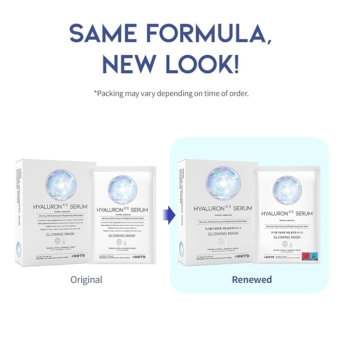 Triple Hyaluron Hydrating Mask for Dry and Sensitive Skin, Anti Aging, Tightening and Moisturizing, Korean Vegan Beauty, Hyaluronic Acid, Caffeine, Vitamin C 10EA