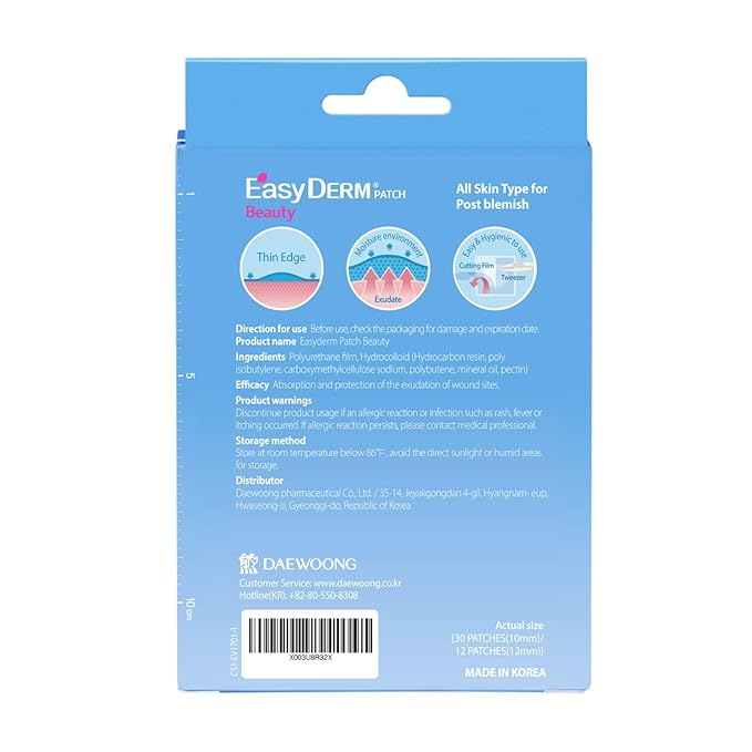 EasyDerm Beauty Patch(84 Counts) - 100% Hydrocolloid Pimple Patch for Zit Spot Care, K-Beauty, Daewoong Pharmaceutical, Korean Acne Patches