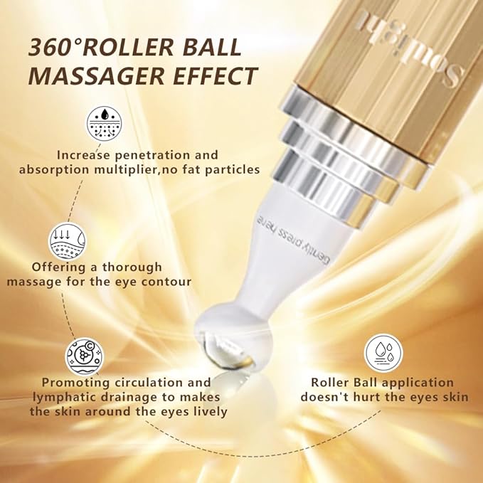 Soulight 5% Caffeine Eye Serum for Dark Circles, Puffiness & Wrinkles - Brightening Under Eyes Treatment with Hyaluronic Acid & Niacinamide - Hydrating & Firming Eye Cream for Sensitive Skin