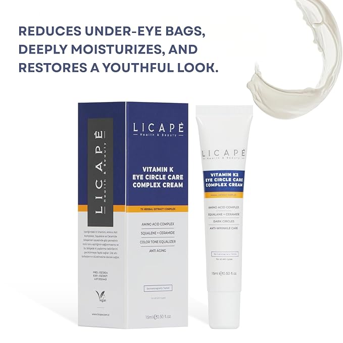 Eye Cream with Vitamin K2 - Moisturising Eye Care Against Dark Circles & Bags - Anti-Wrinkle & Firming Effect - 15 ml