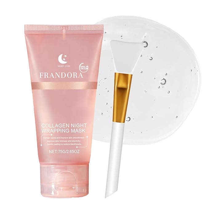 Collagen Night Wrapping Mask,Sleeping Overnight Peel off Facial Mask,Elasticity & Hydration,Hydrates and Tightens Skin，Korean Skincare for Face Glass Skin 2.65oz