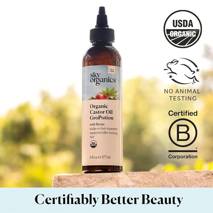 Sky Organics Organic GroPotion for Hair USDA Certified Organic to Strengthen, Lengthen & Condition, 6 fl. Oz with Ebook