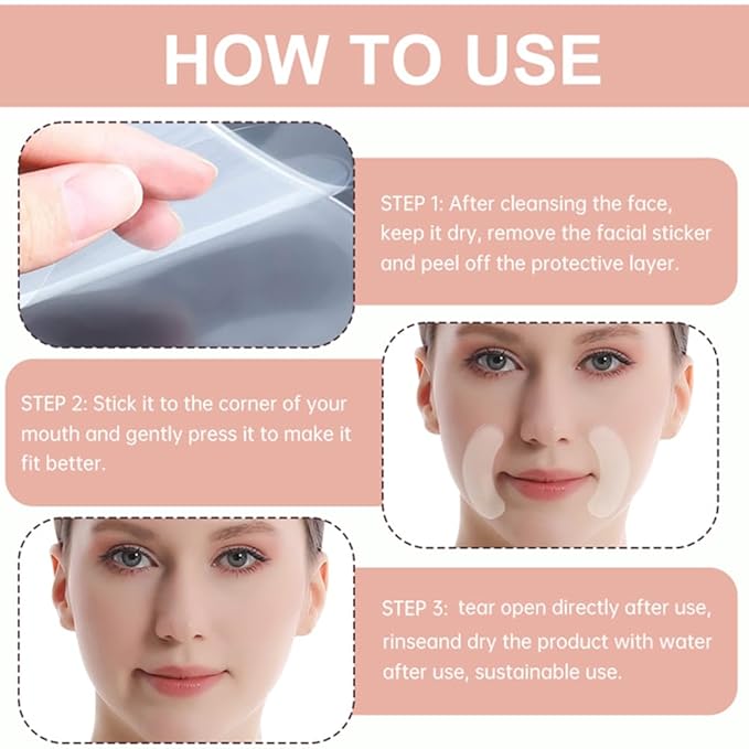 Smile Lines Wrinkle Patches Hydrogel, Reusable Anti-Aging Facial Patches for Mouth, Hypoallergenic Silicone Gel Sleep Face Tape, Smooth Fine Lines and Nasolabial Folds(Smile-3 Pcs)