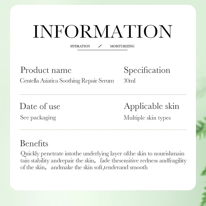 BIOAQUA Centella Asiatica Soothing Repair Facial Serum Nourish Oil Control Anti-Acne Face Skin Care 30ml / 1fl.oz