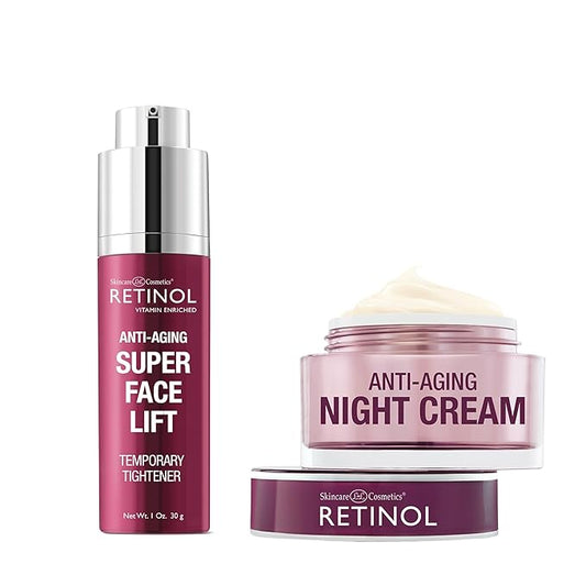 Retinol Super Face Lift - Visibly firms and tightens for a lifted, younger look. Infused, with Vitamins C & E + Retinol Night Cream – Works While You Sleep to Restore and Reduce Fine Lines and Wrinkle