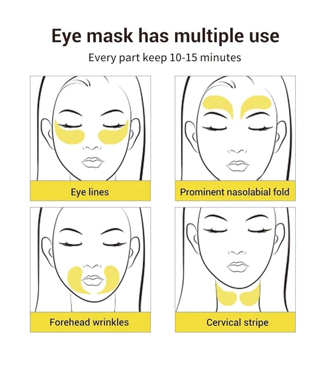 mascarillas de tratamiento ocular con colageno, Parches para el cuidado de la piel bajo los ojos de oro de 24 Kilates