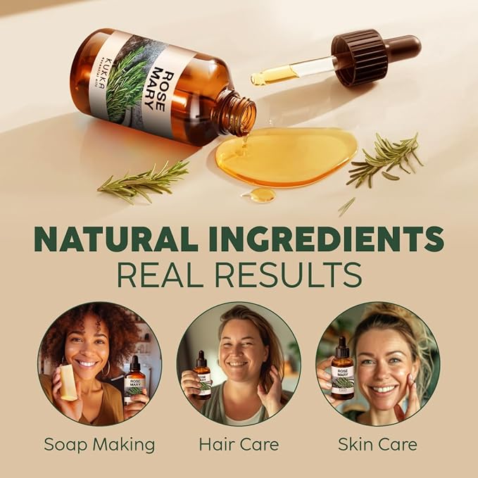 100% Pure & Natural Rosemary Oil for Hair, Skin, Aromatherapy & DIY Soap Making (4 Fl Oz / 118 ml)