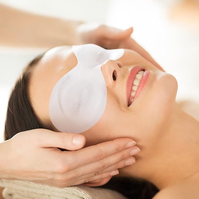 50 Sheets Disposable Eye Masks Non Woven, Cotton Paper Facial Eye Covers, DIY Clear Spa Cosmetic Paper Sheets for Skincare Wrap Moisture Retention