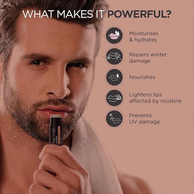 The Man Company Lightening Lip Balm for Men with Vitamin E & Liquorice Oil (0.14 oz), Lightens Darkened Lips, Nourishes, Moisturizes & Hydrates | PABA Free