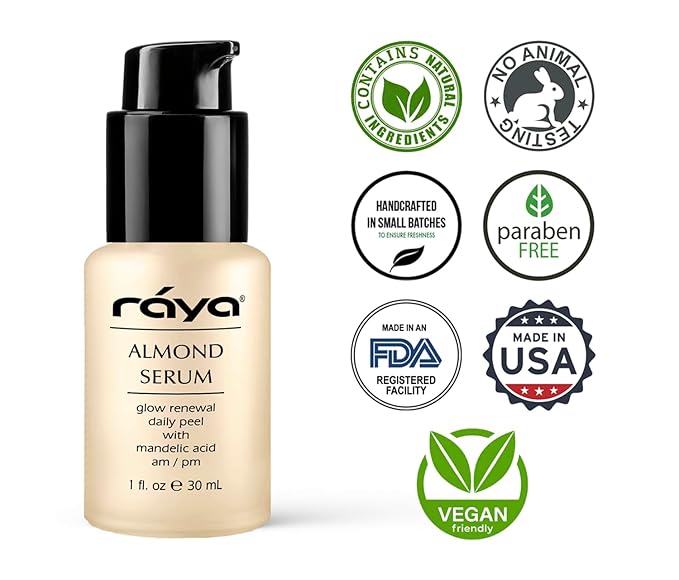 RAYA Almond Serum (508) | Exfoliating Facial Peel for Combination and Oily Skin | Helps Minimize Pores and Brighten Complexion