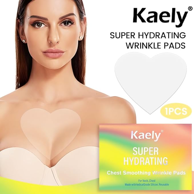 evpct 1Pcs Silicone Chest Smoothing Wrinkle Pads Reusable, Silicone Anti Chest Wrinkle Patches Reusable for Chest Wrinkles Overnight, Décolleté Chest Wrinkle Pillow Pads for Smoother,Size M-Love Heart