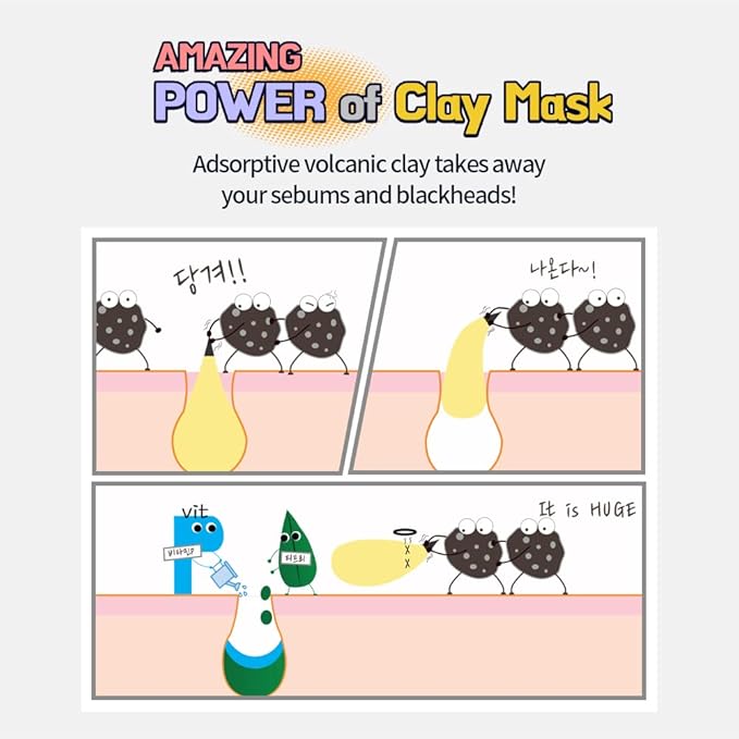 Volcanic Clay Blackhead Removal Mask for Oily Skin - Pore Tightening, Sebum Control, Skin Soothing K-Beauty Face Mask, 4.23oz