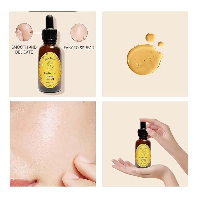 Frankincense Resin Oil, Natural Castor and Jojoba Oils Cold Pressed Serum Face Hydrates Anti-Aging Organic Frankincense Oil. -2Pcs