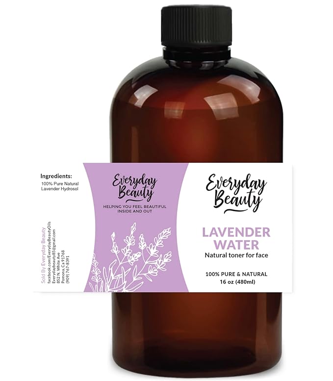 Lavender Hydrosol Facial Toner - 16 oz All Natural Hydrating Spray Mist for Face and Hair - 100% All Natural Lavender Water Hydrosol with Fine Mist Cap
