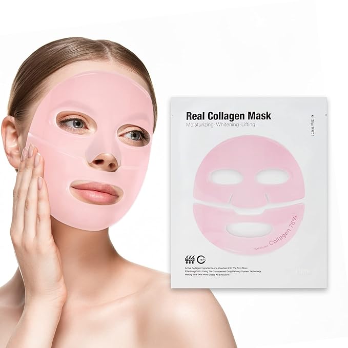 Meditime Collagen Mask | Age-Defying, Hydrating & Firming Face Mask | Korean Face Mask with Hyaluronic Acid & Niacinamide | Moisturizing Collagen Lifting Mask for All Skin Types 4 Sheets