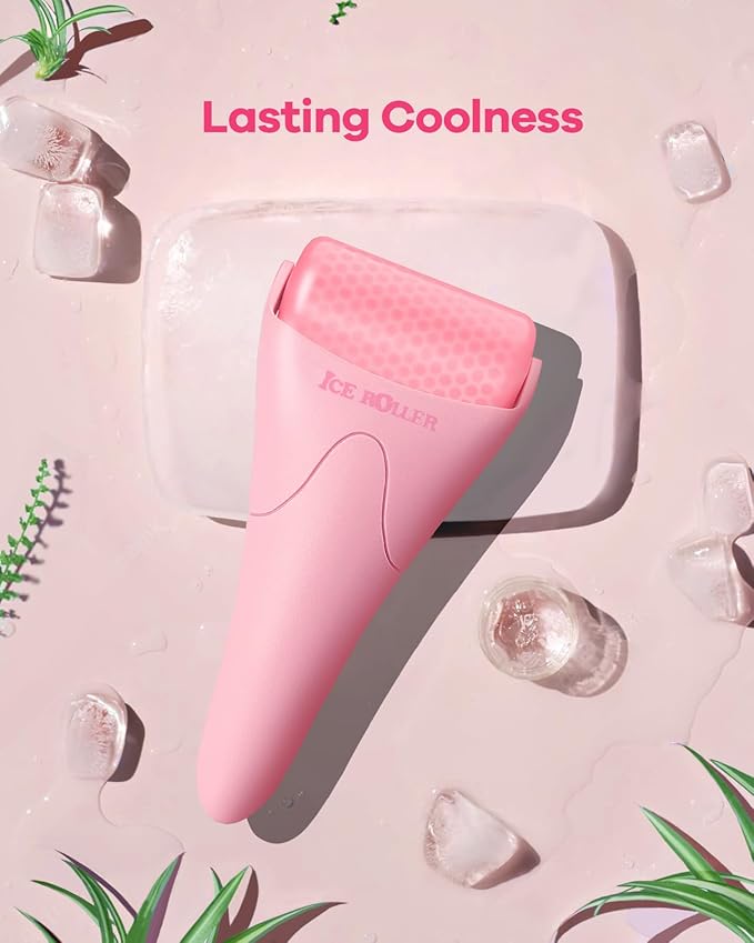BearKig Ice Roller, Ice Roller for Face, Ice Face Roller, Cold Facial Ice Roller Massager for Eye Puffiness, Women's Gifts, Migraine, TMJ Pain Relief & Minor Injuries, Skin Care Products (Pink)