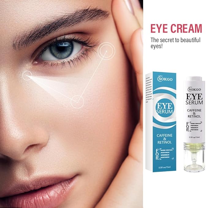 Caffeine Eye Serum, Retinol Eye Firming Serum for Dark Circles and Puffiness, Anti Aging Eye Serum with Hyaluronic Vitamin E, Smooth Fine Lines and Hydrate Eye Area