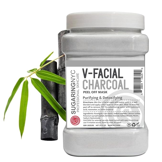 Sugaring NYC Vajacial Jelly Mask Peel-Off Bikini, Underarms Area Peel Mask - Bamboo Charcoal with Pieces of Rose- Professional Size 23oz