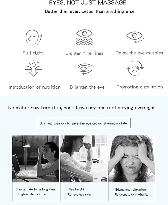 3D Eye Massager, Advanced Beauty Device for Dark Circles, Puffiness, and Wrinkles Reduction, Eyecare Glasses for Relaxation and Improved Eye Beauty Care Machine(White)