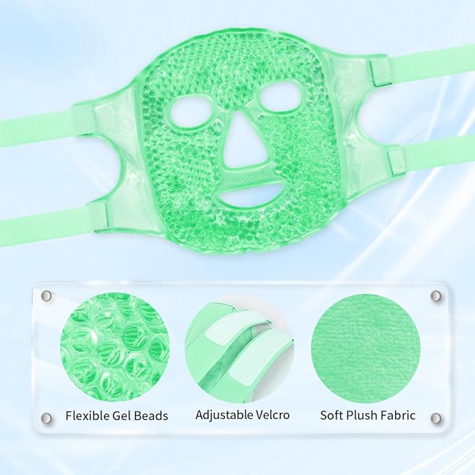 Cold Face Eye Masks Ice Face Mask Hot Cold Compress For Dark Circles, Puffiness, Migraines, Headache, Stress, Redness, Cooling Face Masks For Women Man, Skin Care
