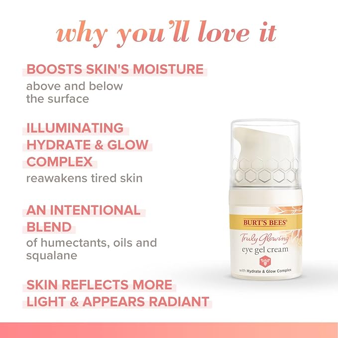 Burt's Bees Truly Glowing Eye Gel Cream Unisex 0.5 oz, White