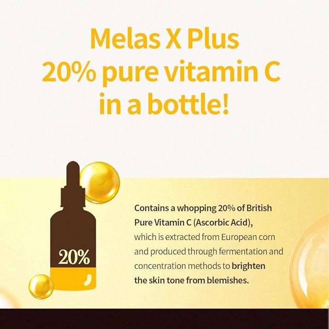 Low pH Vitamin C MelasX Plus Ampoule for Face with Pure Vitamin C For Wrinkle, Freckle, and Blemish Care | Non-Stikcy Oil Type 30ml (1.01fl.oz.)