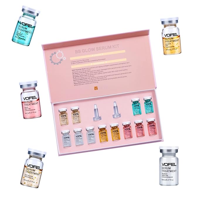 BB Glow Starter Kit BB Glow Serum for Microneedling Serum Ampoule Skin Treatment Kit 0.27oz 12 Vials