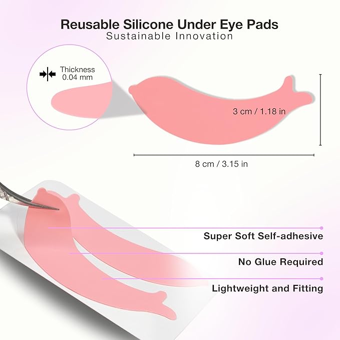 Curacoro Reusable Eye Pads, Silicone Under Eye Patches Lash Lift Cover Eyelash Extension | Soft Pads for Sensitive Skin during Eyelash Perm Lamination & Lash Extensions Remover (White, Style 4)